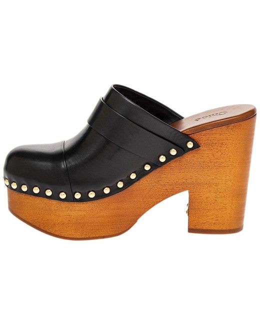Chloé Black Jeannette Leather Wedge Clog
