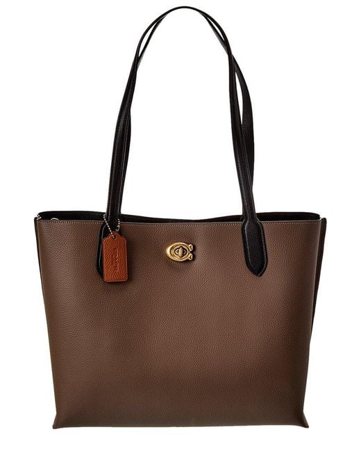 COACH Colorblocked Leather & Coated Canvas Tote in Brown | Lyst UK