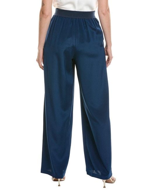 Lafayette 148 New York Blue Knit Waist Riverside Wide Leg Pant