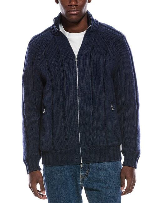 Brunello Cucinelli Blue Cashmere Down Jacket for men