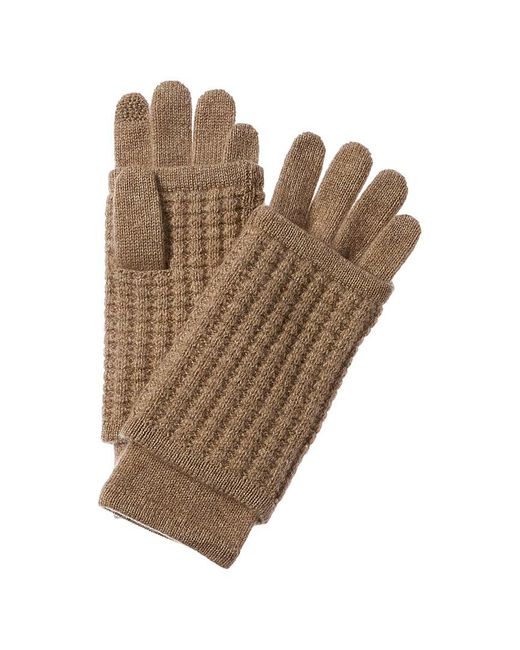 Hannah Rose Brown Waffle Stitch 3-in-1 Cashmere Tech Gloves
