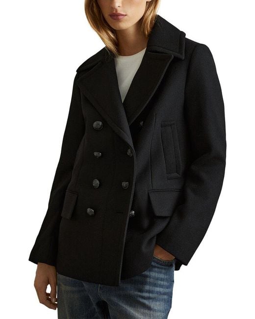 Reiss Black Lily Wool-Blend Peacoat