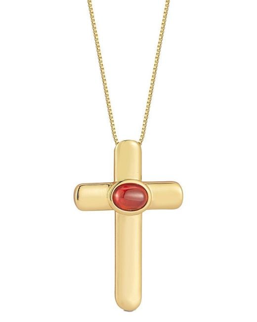 Chloe and Madison Metallic Jewelry 18K Plated Cz Statement Cross Necklace