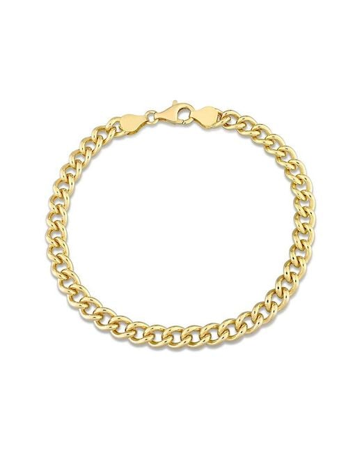 Italian Silver Metallic 18k Over Curb Link Chain Bracelet
