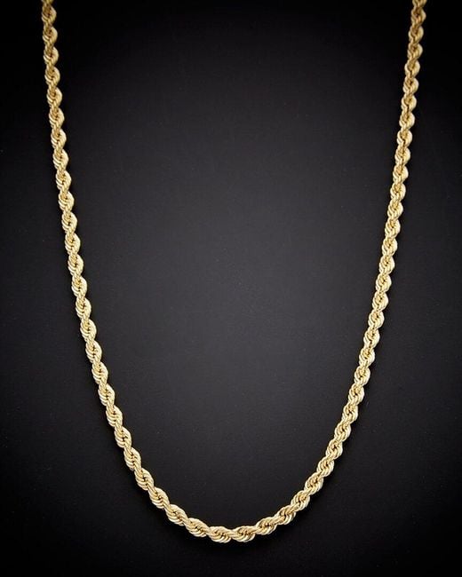 Italian Gold Black 14k Hollow Rope Chain Necklace