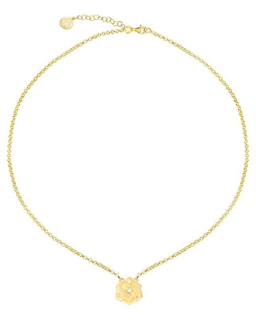 Gabi Rielle Natural 14k Over Silver Cz Rosebud Necklace