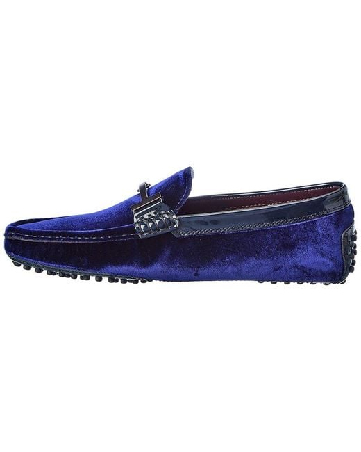 Tod's Blue Gommini Velvet & Patent Loafer for men