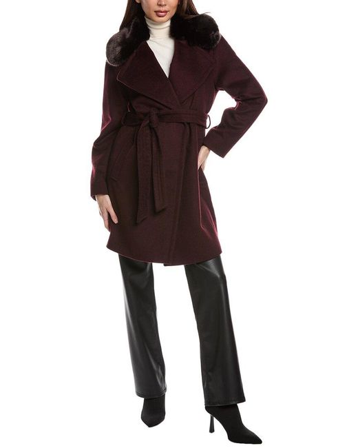 Via Spiga Multicolor Wool-Blend Wrap Coat