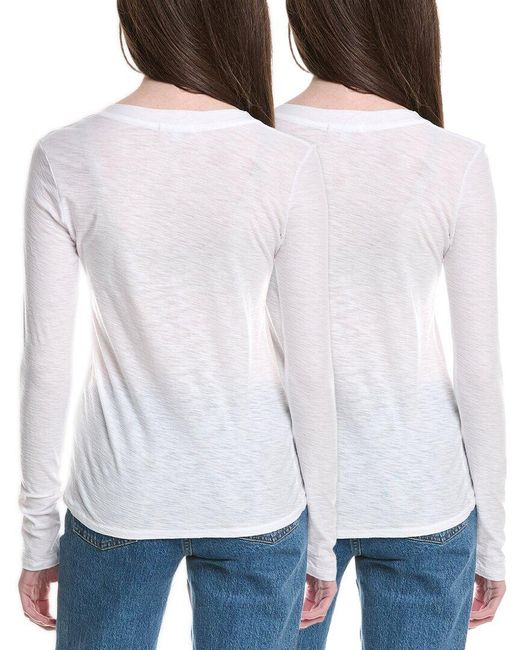 James Perse White 2Pk Relaxed V-Neck T-Shirt