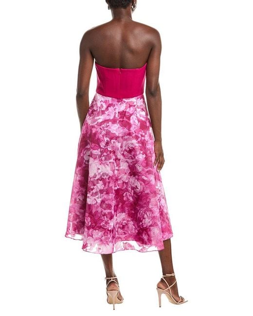 Rene Ruiz Pink Jacquard Organza Midi Dress