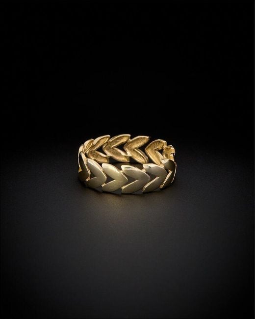Italian Gold Black 14k Chevron Open Ring
