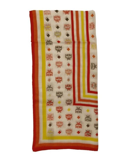 MCM White Silk-Blend Scarf