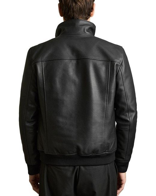 Reiss Black Reed Pebble Leather Jacket for men