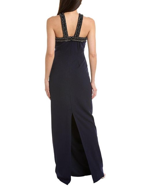 EMILY SHALANT Blue Crystal Bow Gown
