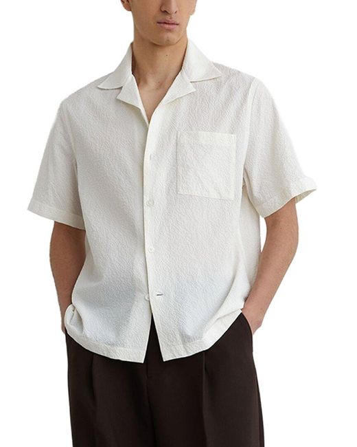 Reiss White Eclipse Cuban Crinkle Casual Shirt for men