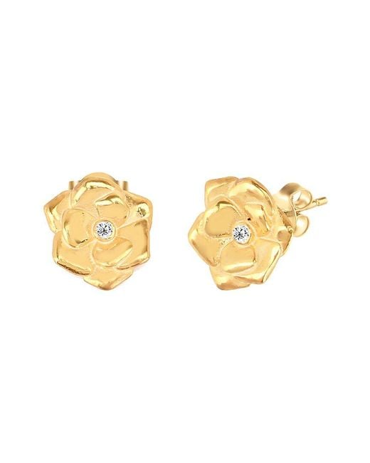 Gabi Rielle Metallic 14k Over Silver Cz Rosebud Earrings