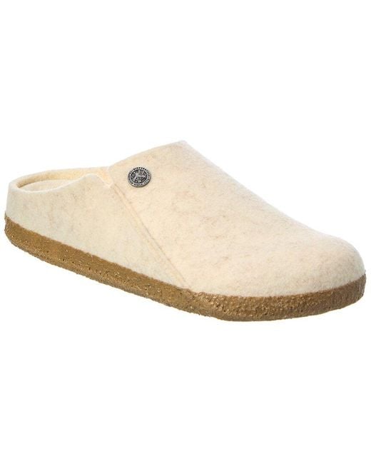 Birkenstock White Zermatt Narrow Wool Felt Slipper
