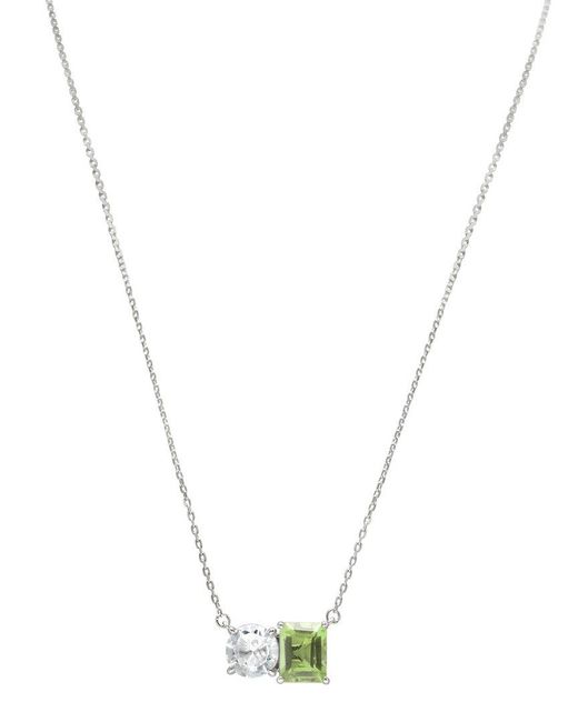 Suzy Levian Metallic Silver 5.00 Ct. Tw. Gemstone Toi Et Moi Necklace