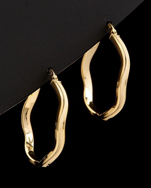 Italian Gold Black 14k Wave Hoops