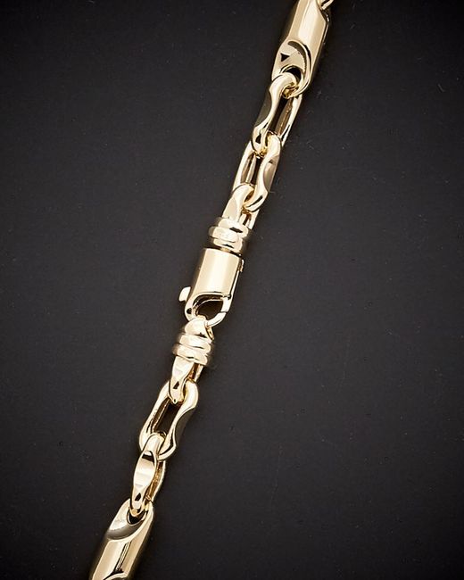 Italian Gold Black 14k Bullet Link Necklace for men