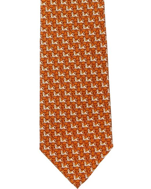 Ferragamo Orange Mustang Silk Tie for men