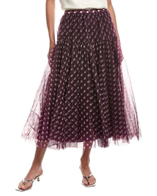 Cinq À Sept Purple Camille Polka Dot Selly Skirt