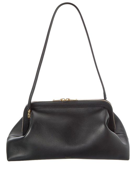 Céline Black Logo Leather Shoulder Bag
