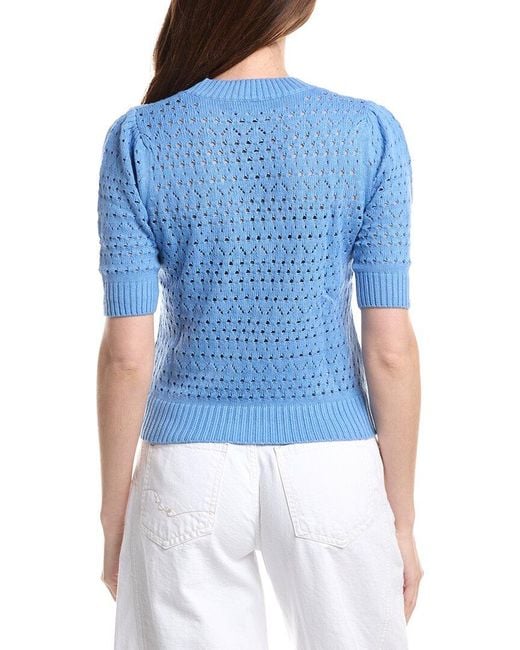 Isla Blue Aurelie Pointelle Top