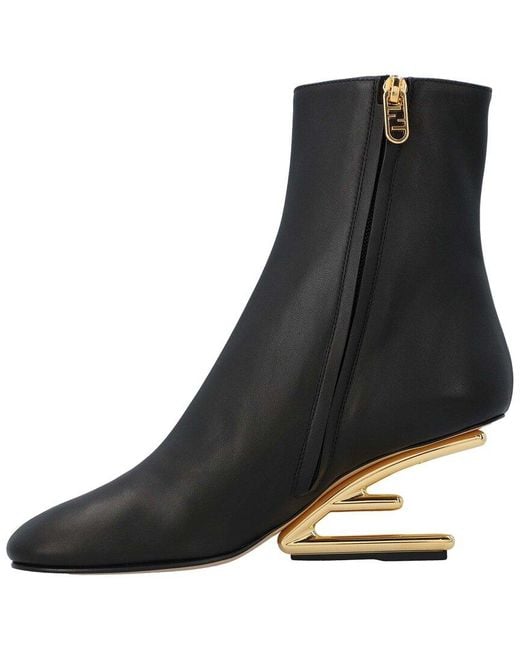 Fendi Black Leather Heeled Bootie, Never Worn (Authentic Pre-Loved)