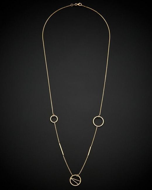 Italian Gold Black 14k Bars & Multi-circles Station Necklace