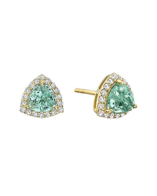 Forever Creations USA Inc. Green Forever Creations 14k 2.29 Ct. Tw. Diamond & Emerald Triangle Earrings