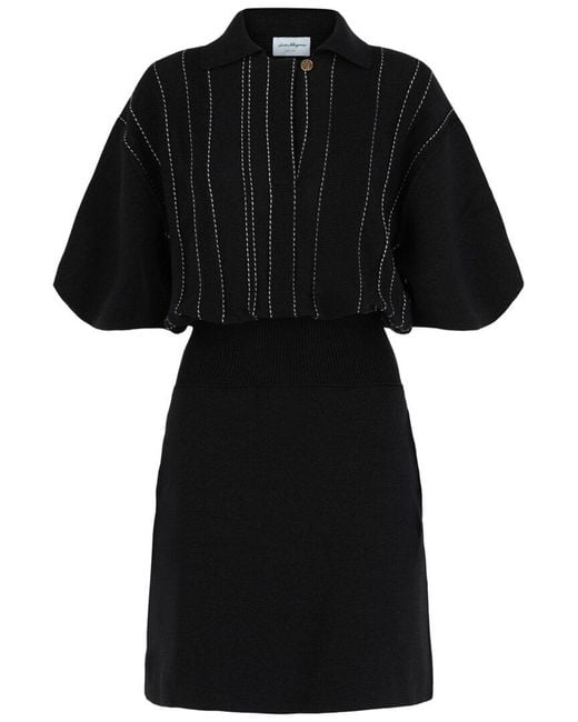 Ferragamo Black Wool Day Dress