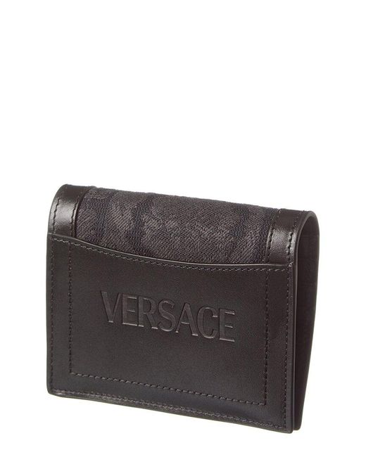 Versace Gray Canvas & Leather Bifold French Wallet