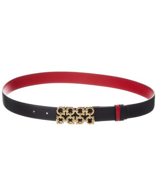 Ferragamo Red Gancini Reversible & Adjustable Leather Belt