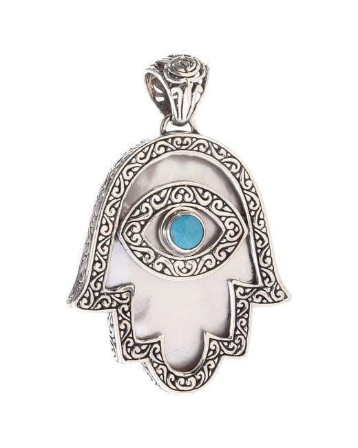 Samuel B. White Silver Turquoise Pearl Hamsa Pendant
