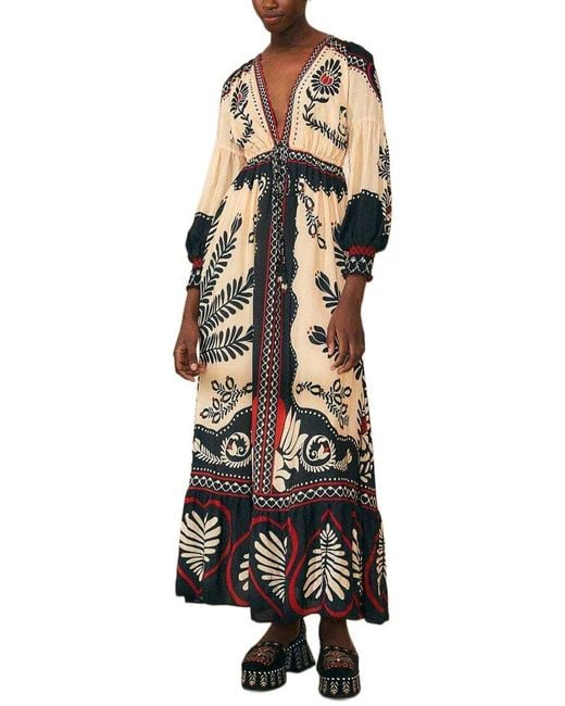 Farm Rio White Passion Scarf Maxi Dress