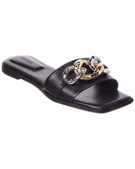 Jonathan Simkhai Black Arlo Chain Leather Slide