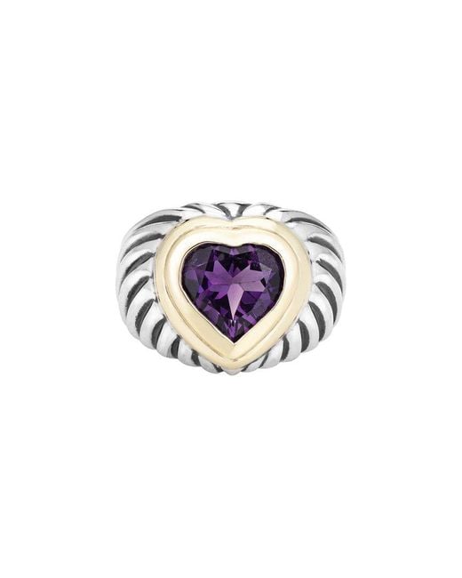 David Yurman White Cable Collection 14K & Amethyst Ring (Authentic Pre-Owned)