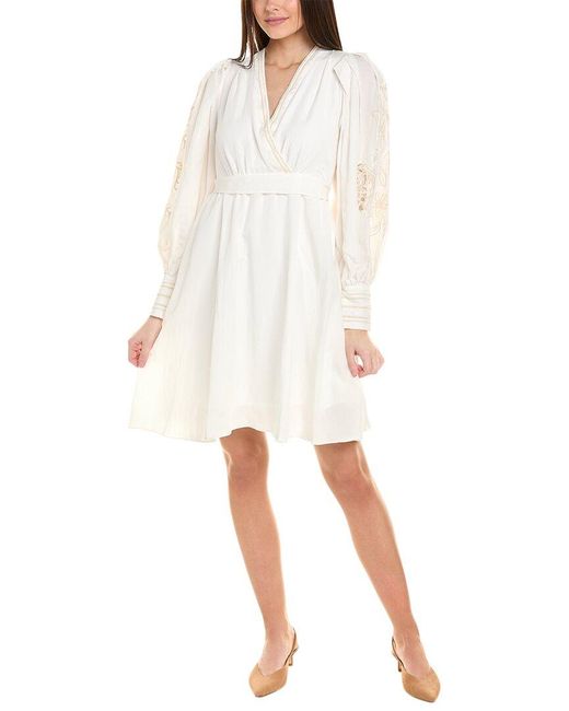 Kobi Halperin White Hazel Linen-blend A-line Dress