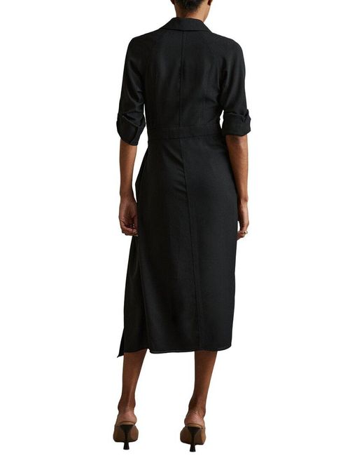 Reiss Black Whitney Woven Mix Dress