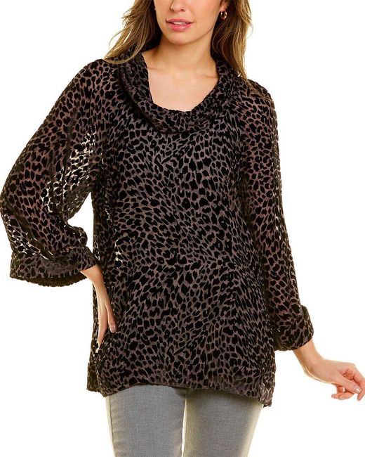Tommy Bahama Black Tropanimal Burnout Silk-Blend Top