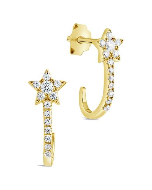 Sterling Forever Metallic 14k Over Silver Star Jacket Earrings