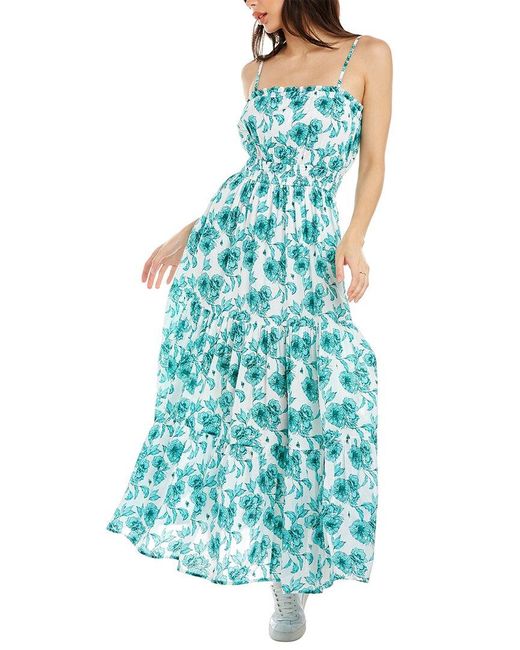 CELINA MOON Cotton Smocked Maxi Dress in Green - Save 1% | Lyst Canada