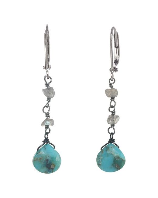 Rachel Reinhardt Jewelry Blue Plated Silver Turquoise Drop Earrings