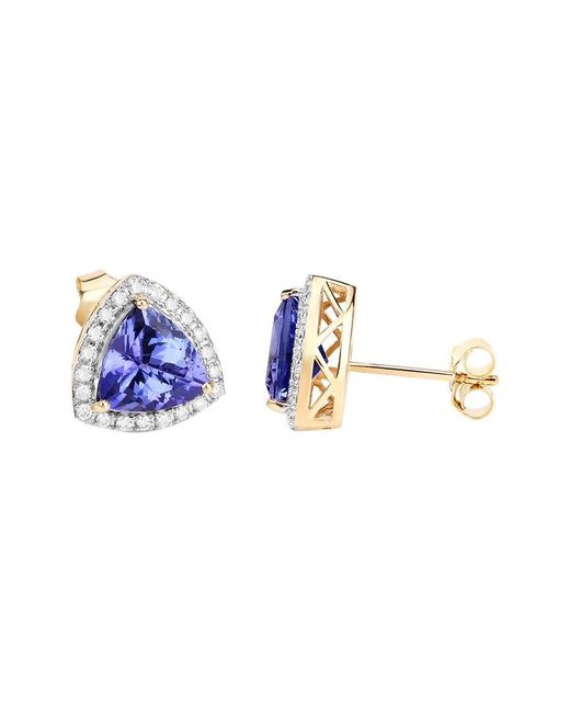 Diana M Blue Fine Jewelry 14k 3.82 Ct. Tw. Diamond & Tanzanite Studs