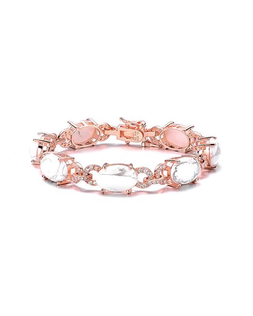 Genevive Jewelry Pink Dnu Silver Cz Bracelet