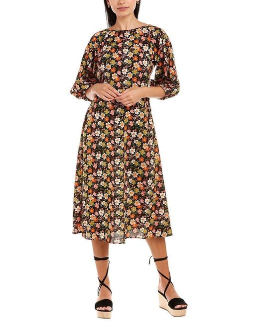 Traffic People Black Bow Down Midi Dress
