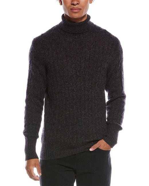 Cashmere Berwick Cable Cashmere Roll Neck Sweater in Black