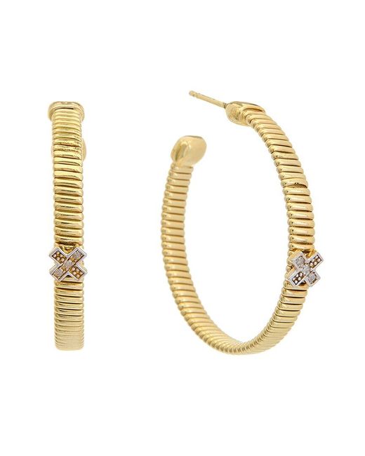 Meshmerise Metallic 18k Over Silver 0.06 Ct. Tw. Diamond Earrings