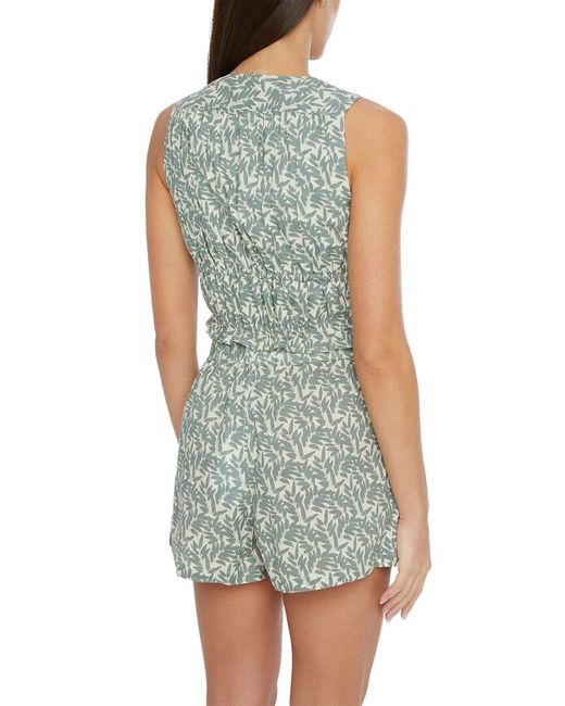 Onia Green Air Linen-blend Tie Front Top